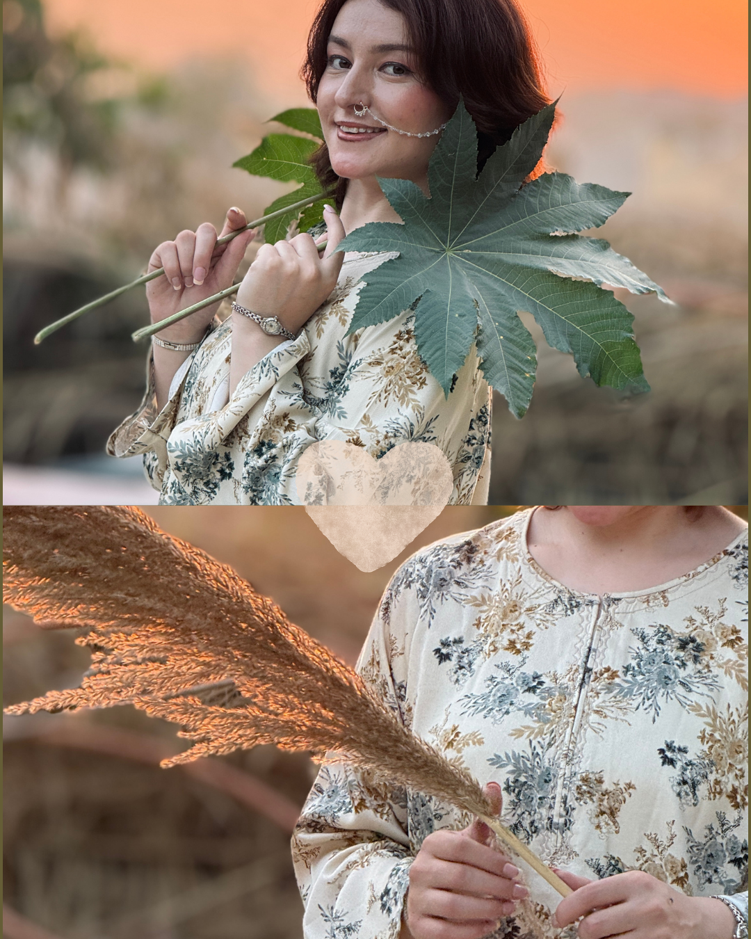 Ivory Bloom – Printed Marina Kurta with Farshi Shalwar