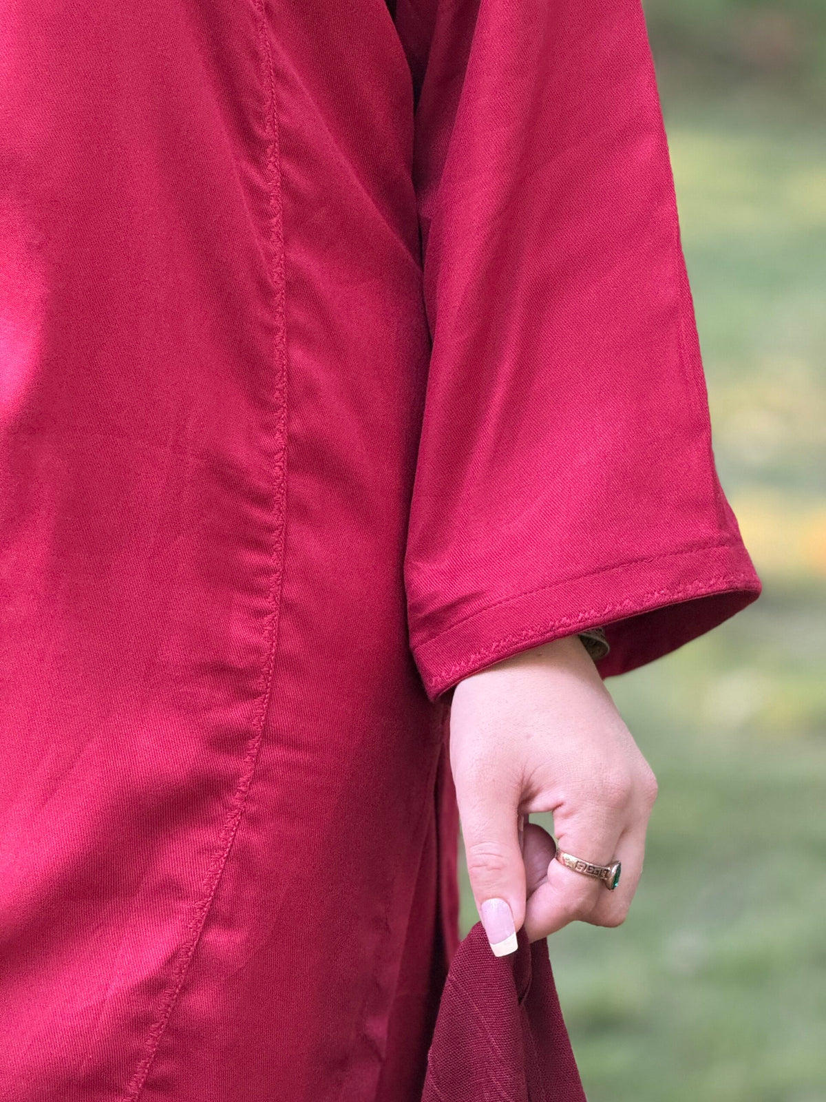 2-Piece Suit Crimson Red Marina Solid Embroidered