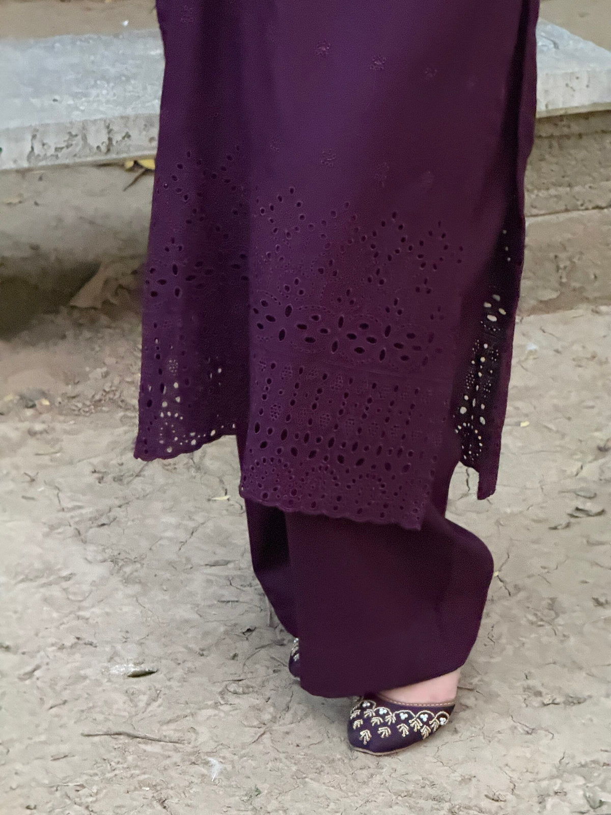 2-Piece Suit Purple Marina Chikan Kari